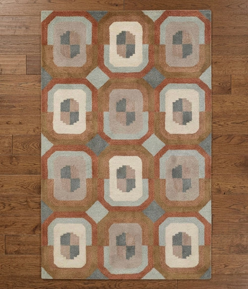 Contemporary Abstract Medallion Hand-Tufted Wool Rug