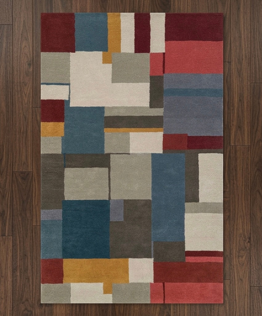 Hand-Tufted Minimalist Colorblock Rug