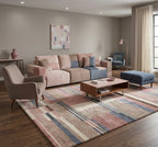 Contemporary Linear Block Pattern Hand-Tufted Wool Rug