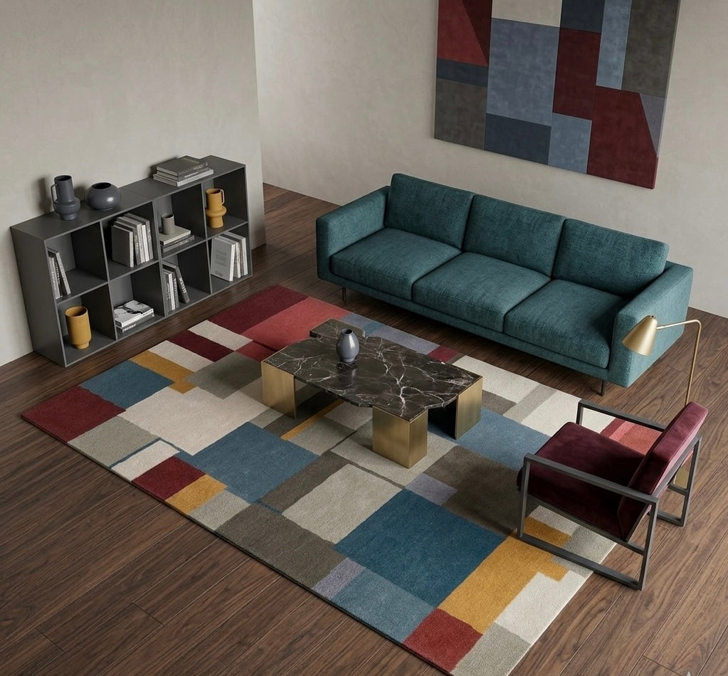 Hand-Tufted Minimalist Colorblock Rug