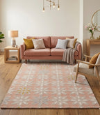 Modern Floral Hand-Tufted Rug in Dusty Rose and Sage