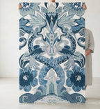 Hand-Tufted Azure Dragon-Bloom Statement Rug