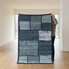 Handtufted Navy and Grey Tectonic Wool Rug