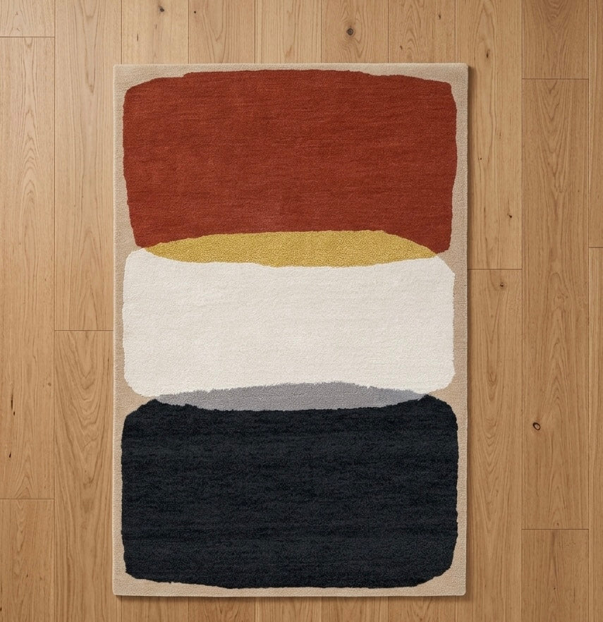 Modern Minimalist Color-Block Hand-tufted Rug
