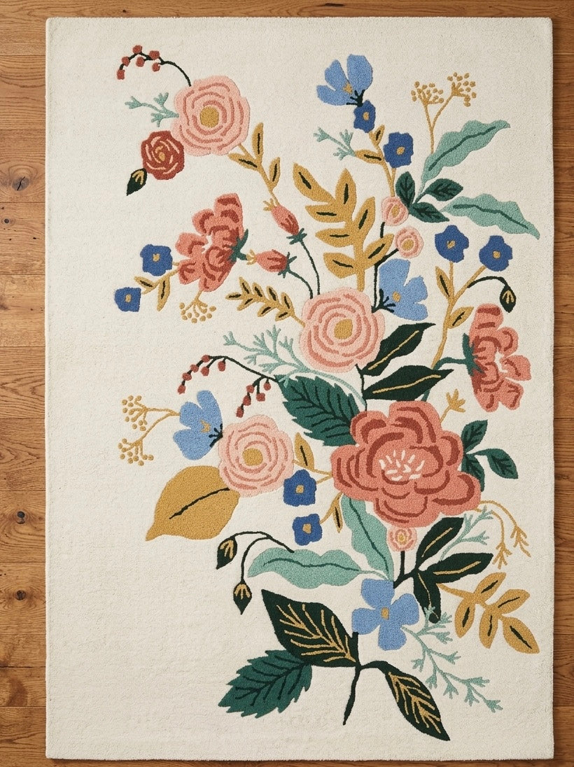 Premium Hand-Tufted Floral Bouquet Wool Rug