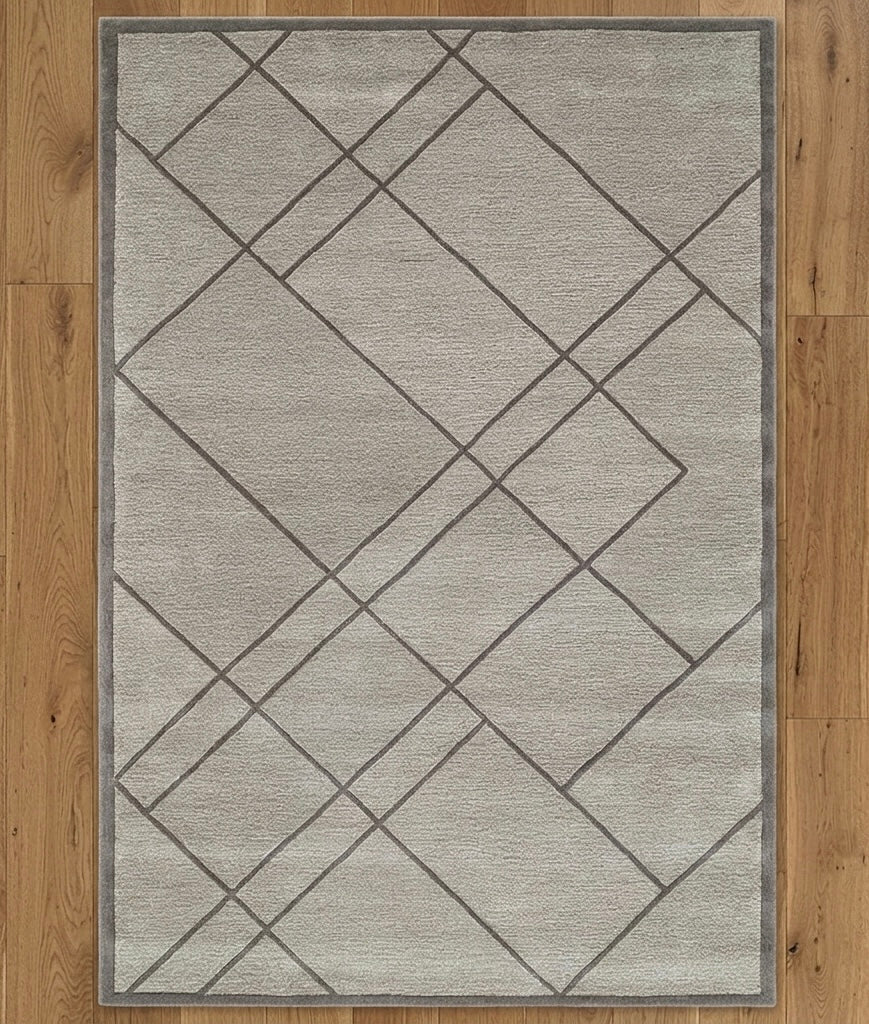 Modern Geometric Line Handtufted Wool Rug
