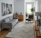 Modern Geometric Line Handtufted Wool Rug