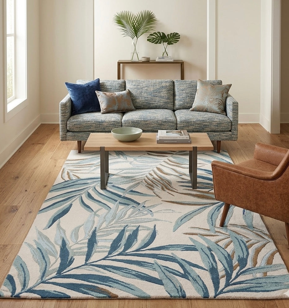 Premium Handtufted Tropical Palm Fronds Area Rug