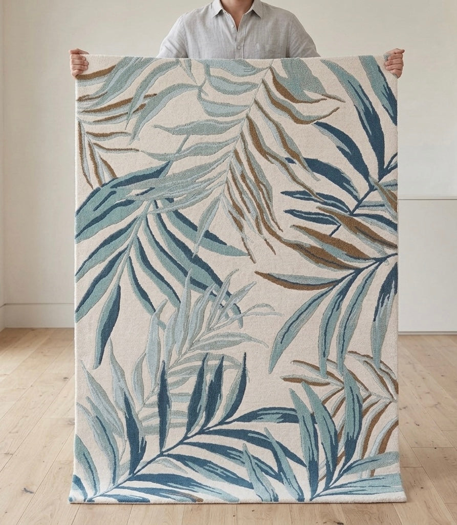Premium Handtufted Tropical Palm Fronds Area Rug