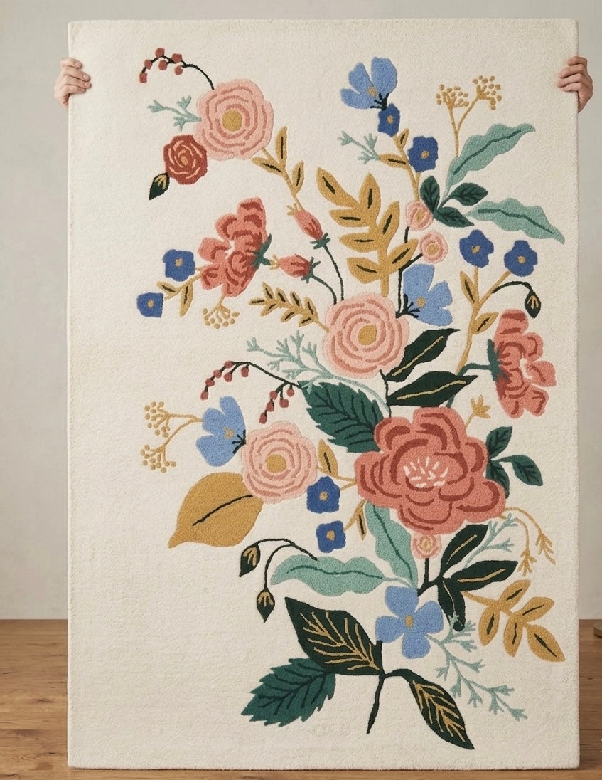 Premium Hand-Tufted Floral Bouquet Wool Rug