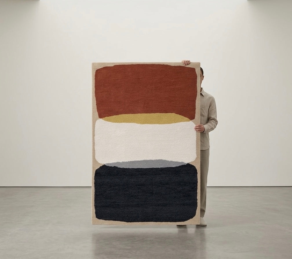 Modern Minimalist Color-Block Hand-tufted Rug