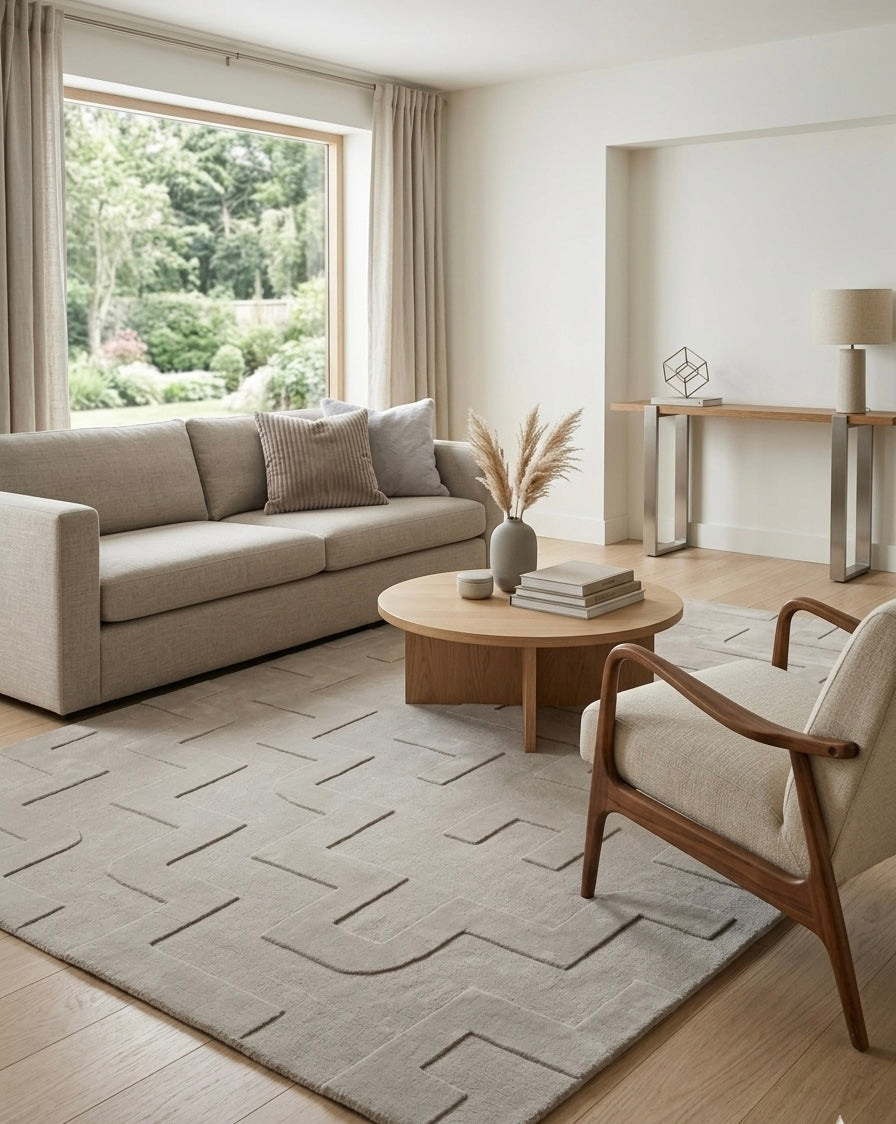 Elegant Hand-tufted Tone-on-Tone Rug