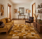 Modern Geometric Terracotta & Ochre Hand-Tufted Rug
