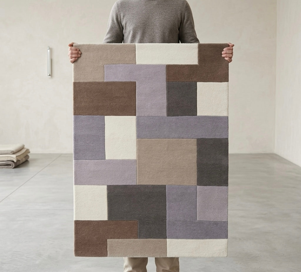 Minimalist Block Pattern Hand-Tufted Area Rug