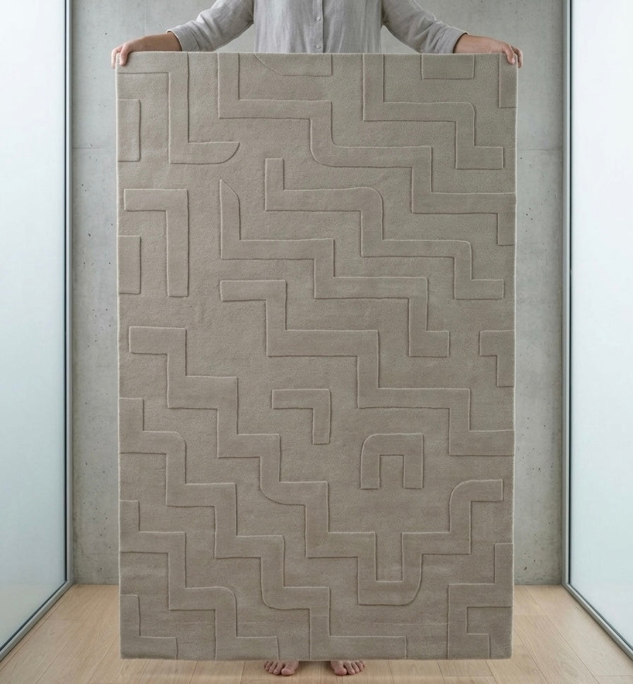 Elegant Hand-tufted Tone-on-Tone Rug