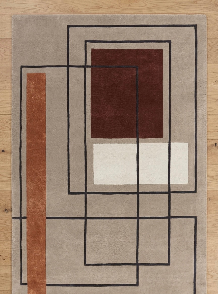 Minimalist Linear Block Design Hand-tufted Area Rug