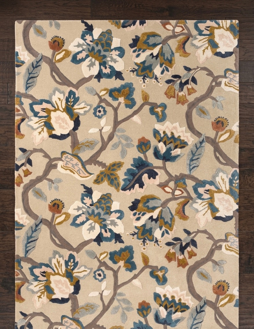 Premium Hand-Tufted Floral Vine Wool Rug