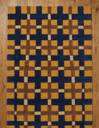 Modern Hand-Tufted Geometric Cross Pattern Rug - Mustard & Navy