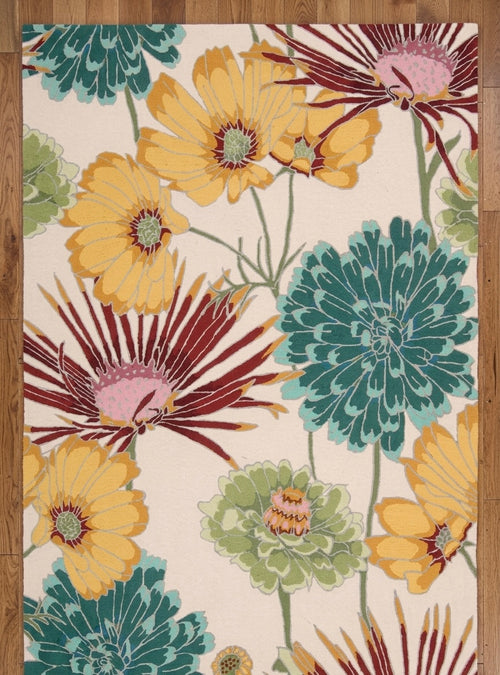 Artisanal Multi-Color Oversized Floral Hand-Tufted Rug