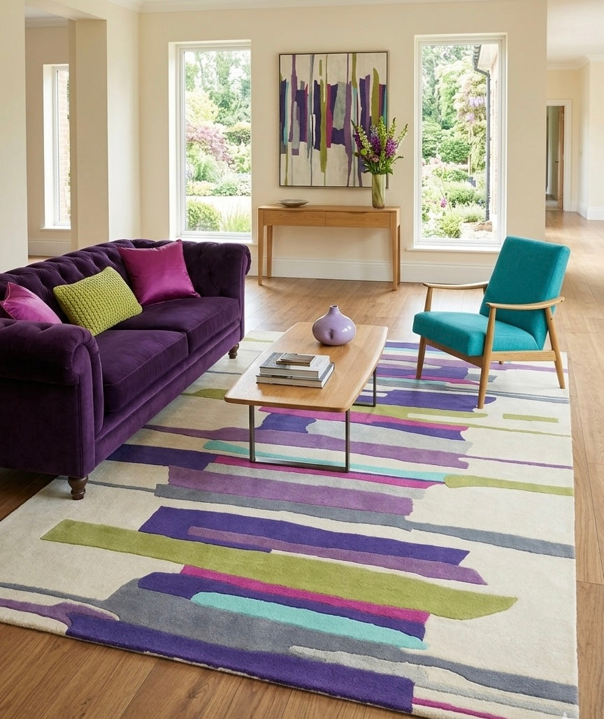Colorful Striped Hand-Tufted Area Rug