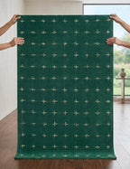 Premium Handtufted Green Rug with Minimalist Cream Cross Pattern