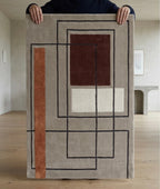 Minimalist Linear Block Design Hand-tufted Area Rug