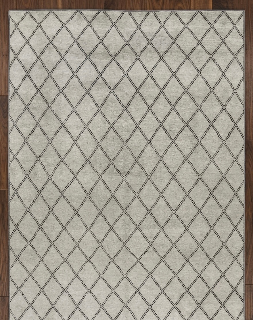 Hand-Tufted Modern Geometric Diamond Pattern Area Rug