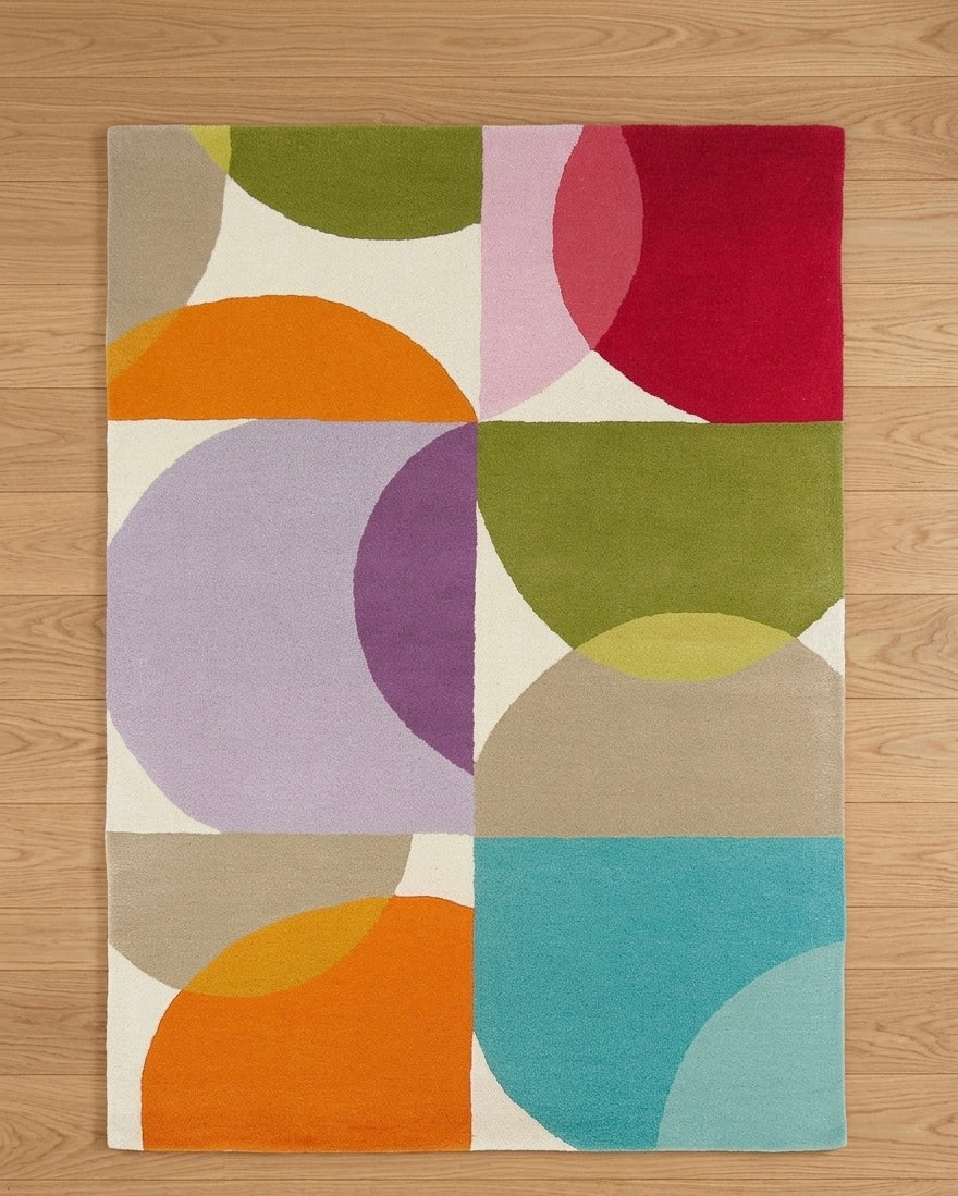 Contemporary Bold Circles Hand-Tufted Wool Rug