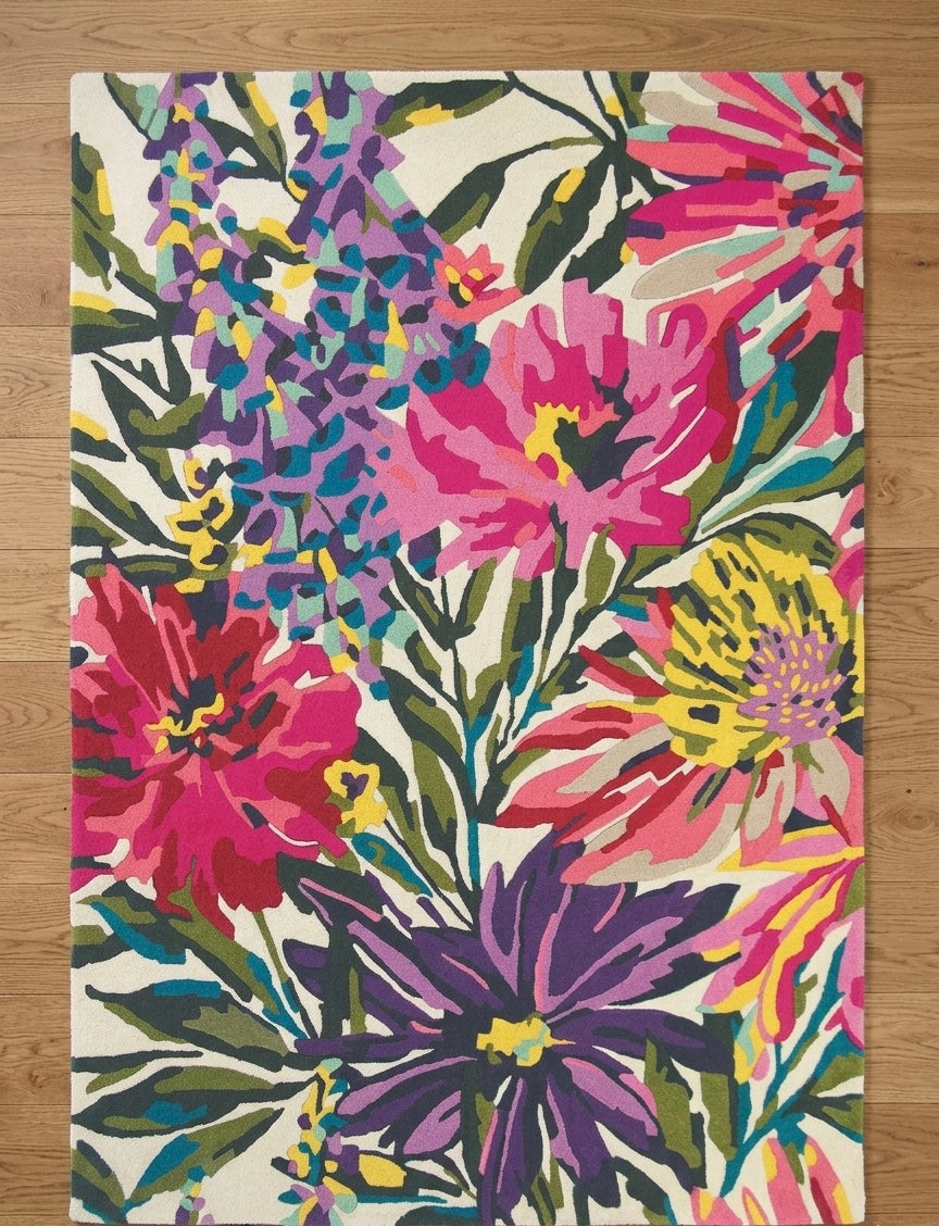 Vibrant Floral Garden Handtufted Wool Rug