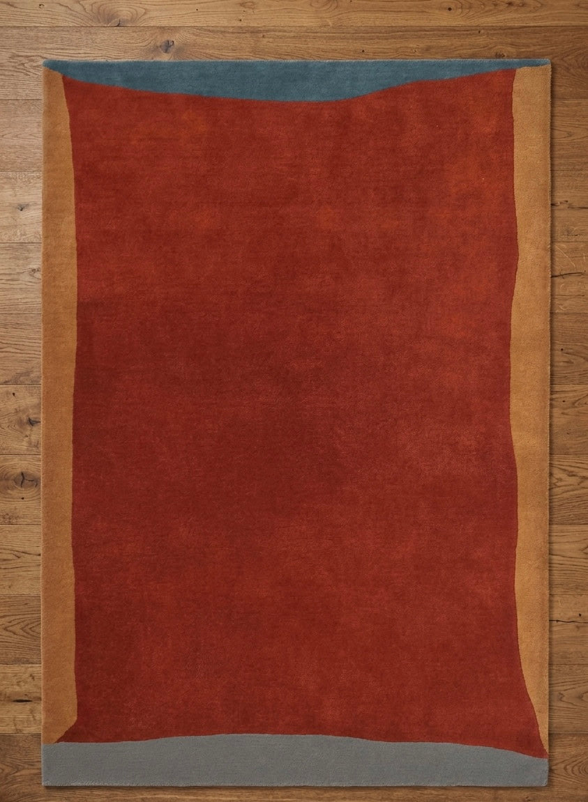 Hand-Tufted Minimalist Rug in Burnt Orange and Ochre