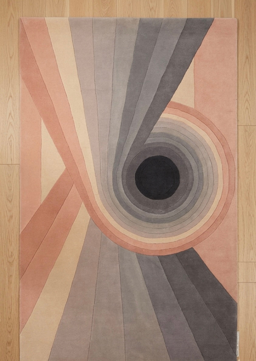 Handtufted Abstract Spiral Rug in Terracotta and Slate