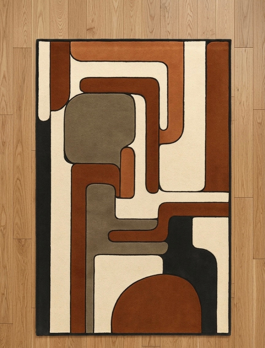 Premium Hand-Tufted Wool Rug with Interlocking Curves