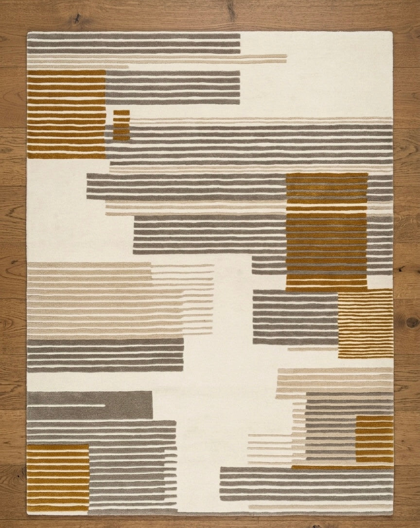 Urban Stripe Block Hand-tufted Wool Rug