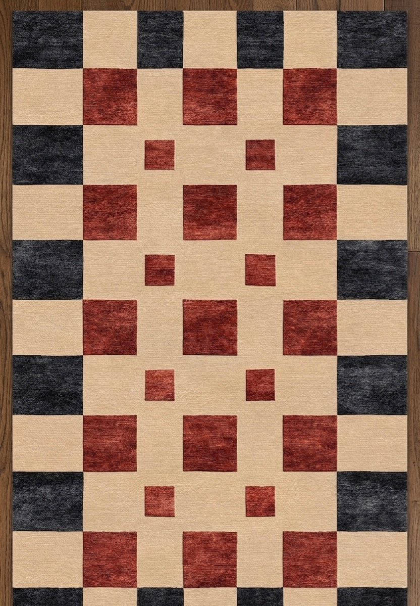 Modern Geometric Checkerboard Hand-tufted Rug