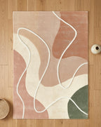 Hand-Tufted Organic Wave Rug in Terracotta, Sage, and Sand