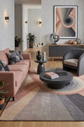 Handtufted Abstract Spiral Rug in Terracotta and Slate