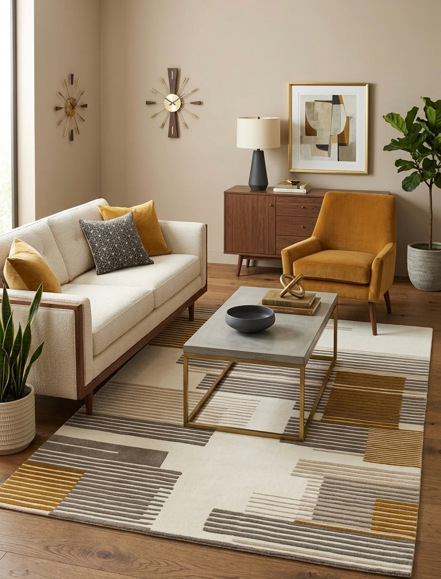 Urban Stripe Block Hand-tufted Wool Rug
