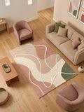 Hand-Tufted Organic Wave Rug in Terracotta, Sage, and Sand