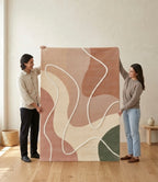 Hand-Tufted Organic Wave Rug in Terracotta, Sage, and Sand