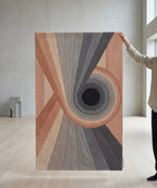 Handtufted Abstract Spiral Rug in Terracotta and Slate