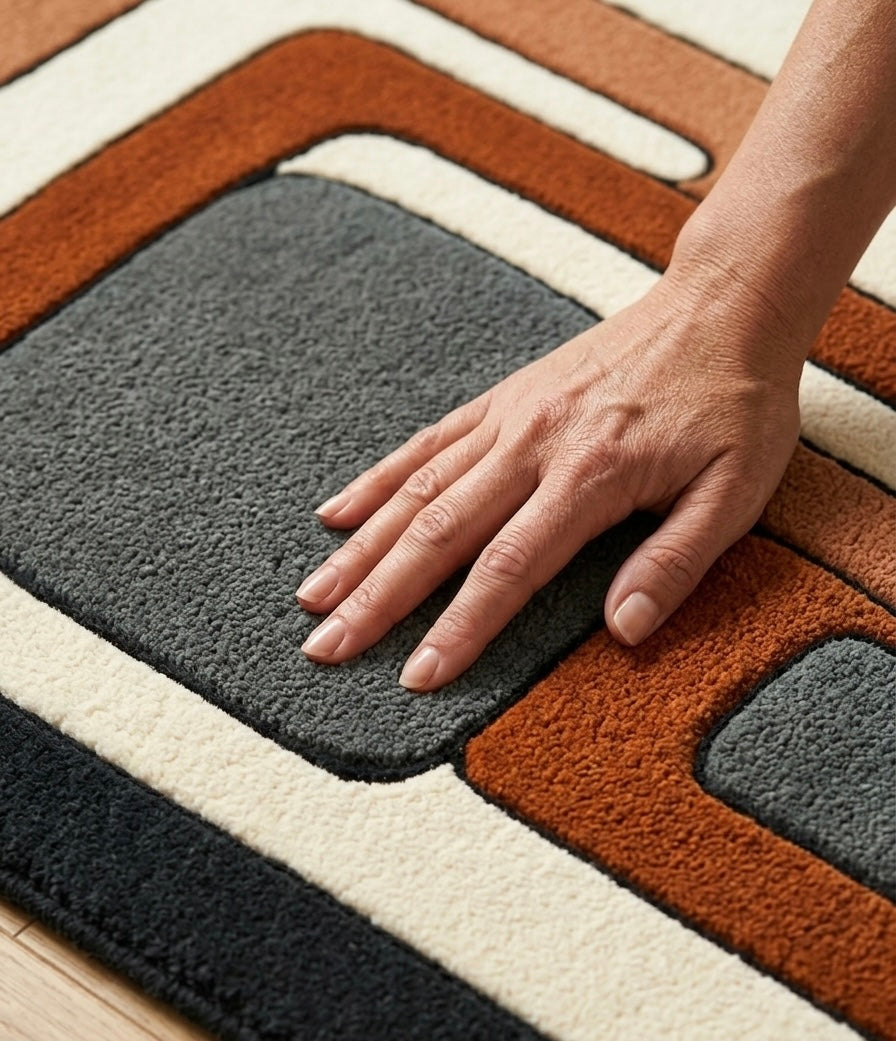 Premium Hand-Tufted Wool Rug with Interlocking Curves