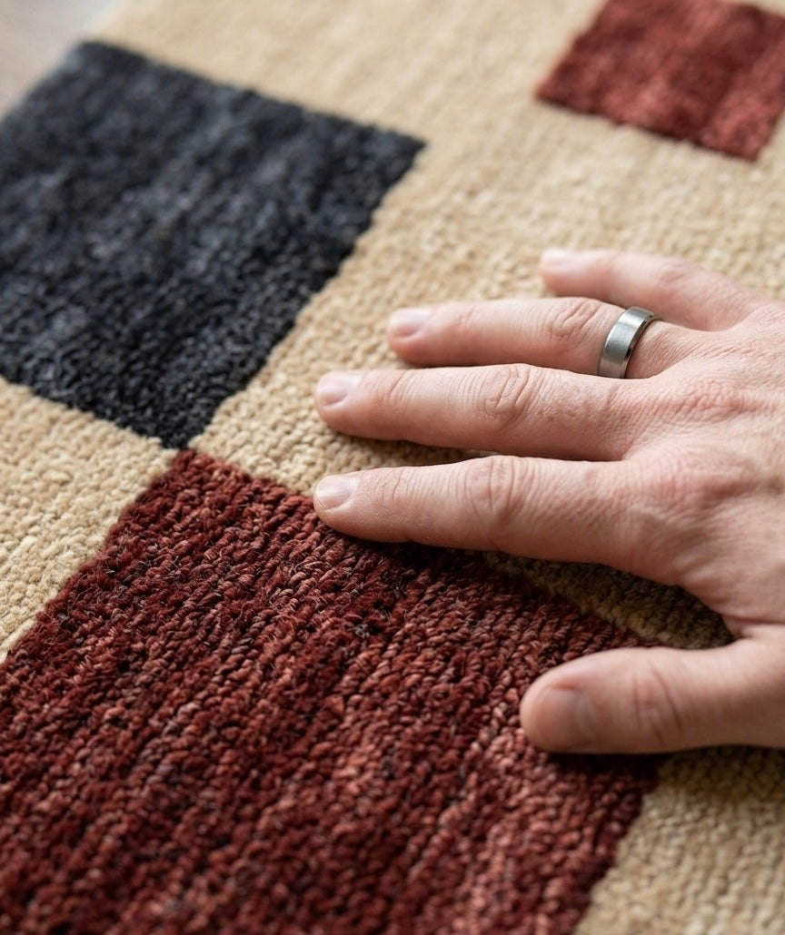Modern Geometric Checkerboard Hand-tufted Rug