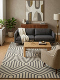 Premium Modern Geometric Hexagon Hand-Tufted Wool Rug