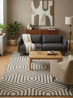 Premium Modern Geometric Hexagon Hand-Tufted Wool Rug