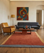Hand-Tufted Minimalist Rug in Burnt Orange and Ochre