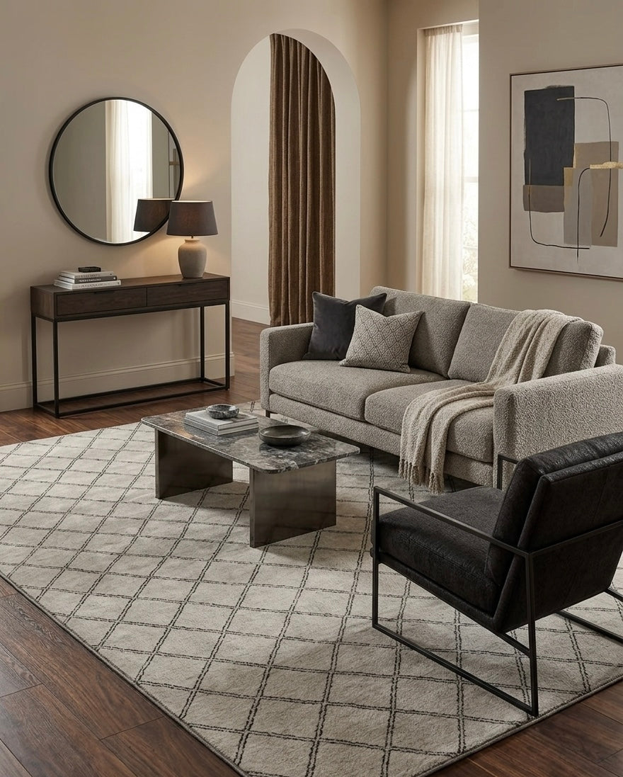 Hand-Tufted Modern Geometric Diamond Pattern Area Rug