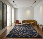 Hand-Tufted Wool Rug with Artistic Line Art Design