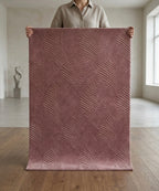 Premium Hand-Tufted Dusty Rose Rug - Modern Art Deco Leaf Pattern
