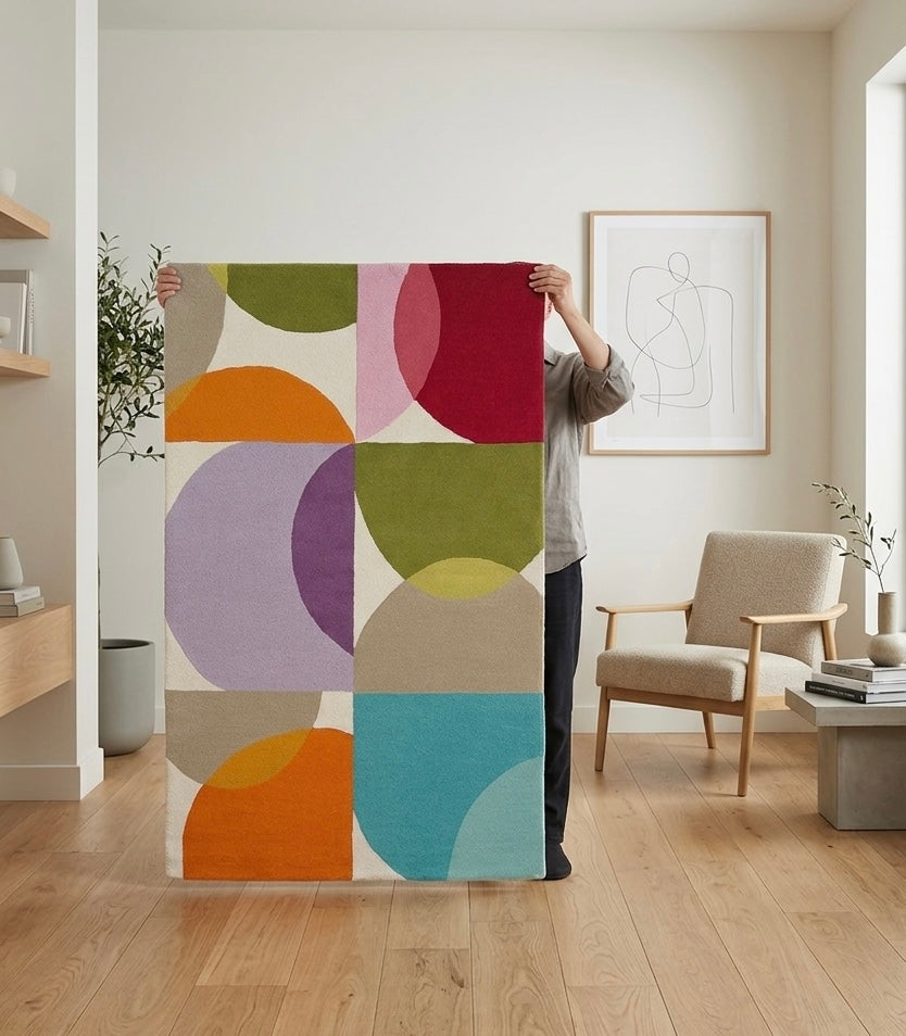 Contemporary Bold Circles Hand-Tufted Wool Rug