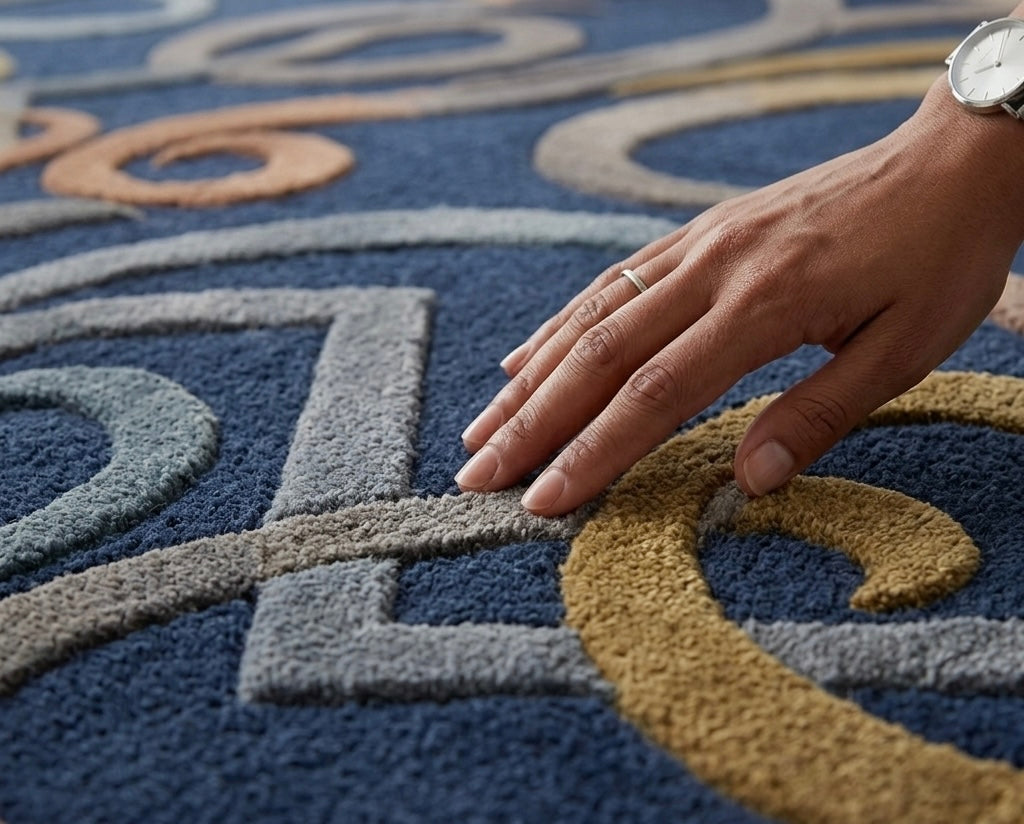 Hand-Tufted Wool Rug with Artistic Line Art Design